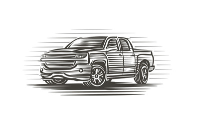 Modern pickup truck illustration. Isolated, vector.  © yuromanovich
