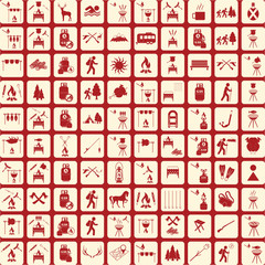 Set of travel and camping equipment icons