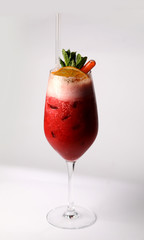 Raspberry cocktail on white background