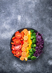 Fresh healthy vegetarian rainbow salad