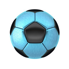 3D Illustration Of Football And Soccer Ball. Patches are made from Blue Titanium and Black Pearl material. Isolated on white background.