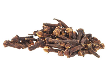 Cloves on a white background, close up