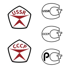 USSR standard organization on quality certification. Flat isolated vector illustration on a white background.