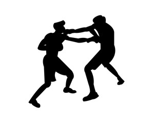 Boxing match silhouette