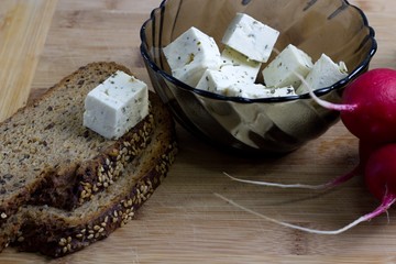 cheese with brea and radish
