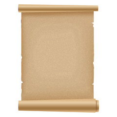 Realistic ancient opened scroll of papyrus . Vector.
