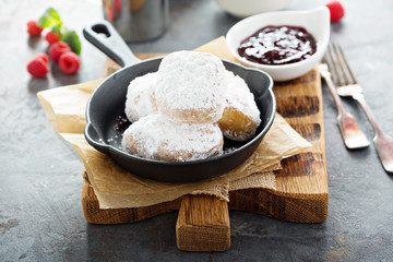 Beignets with powdered sugar