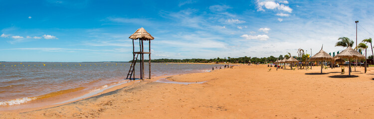 Mboi Kae beach in Encarnacion, Paraguay - obrazy, fototapety, plakaty