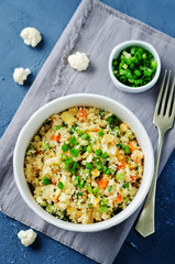Carrot green pea fried cauliflower