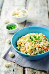 Carrot green pea fried cauliflower