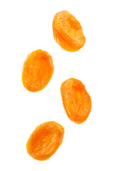 Flying dried apricots isolated