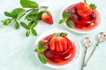 Delicious strawberry jelly with whole berries