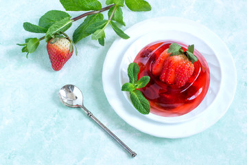 Delicious strawberry jelly with whole berries