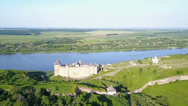 Aerial view of Khotyn Fortress Ukraine