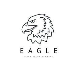 Linear logo of an eagle. Vector line style icon. Eagle illustration. Eps 8. Clean and modern logotype. Luxary emblem.