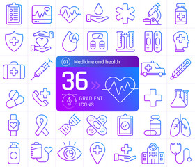 Medicine and health line icons set. Suitable for banner, mobile application, website.