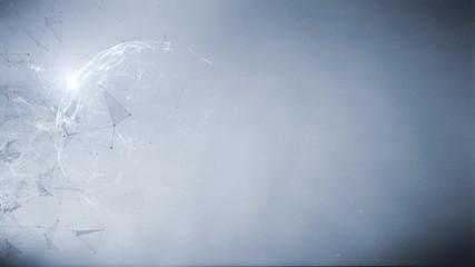 Abstract old copy space film screen with artistic rotating sphere and blurred lines and dots animation. Vignette effect used. 