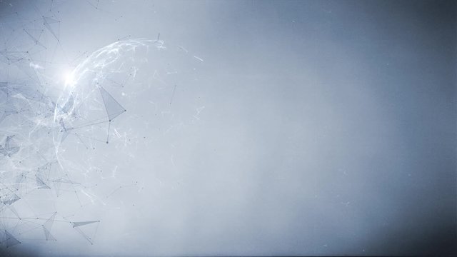 Abstract old copy space film screen with artistic rotating sphere and blurred lines and dots animation. Vignette effect used. 