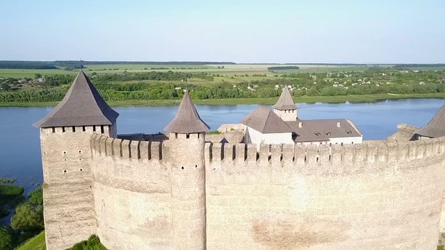 Aerial view of Khotyn Fortress Ukraine