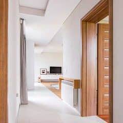 Fototapeta na wymiar Home interior with wooden door