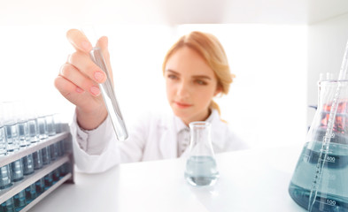 closeup.portrait of doctor biologist in the lab.