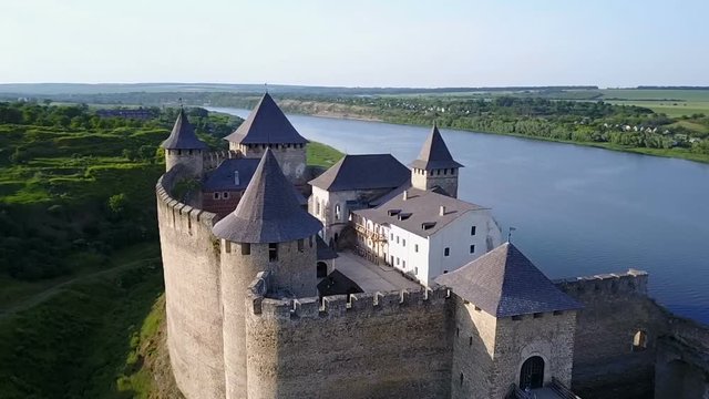 Aerial view of Khotyn Fortress Ukraine