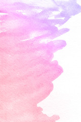 Pink watercolor aquarelle splash drawn on white background for design or maket or illustration