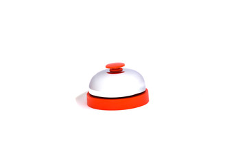 Service Bell with red button isolated on white background. Ring alarm service