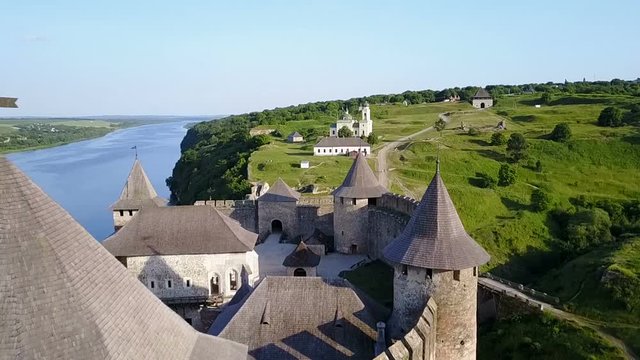 Aerial view of Khotyn Fortress Ukraine