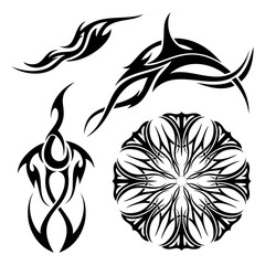 Obraz premium Vector Set of Tribal Tattoo. Patterned design