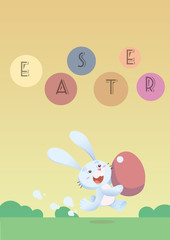 running easter bunny with easter egg
