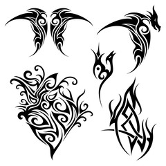 Vector Set of Tribal Tattoo. Patterned design