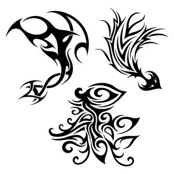 Vector Set of Tribal Tattoo. Patterned design