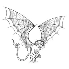 Vector Decorative Gargoyle With Wings. Patterned Design