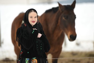 Obraz premium femme avec cheval