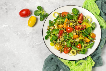 Delicious and healthy salad with beans mung and fresh vegetables