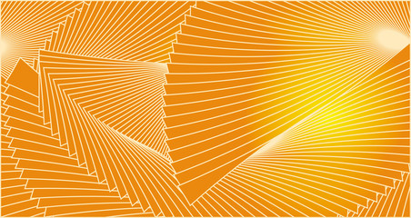 Geometric stylish background of lines in  yellow and orange  colors. Abstract fantasy texture.