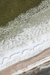 aerial view of the ice on the beach