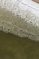 aerial view of the ice on the beach