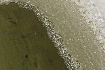 aerial view of the ice on the beach