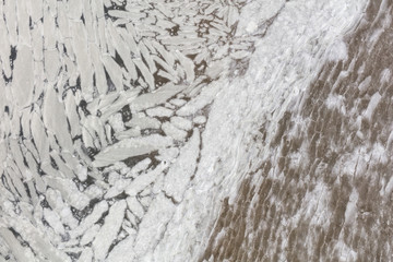 aerial view of the ice on the beach