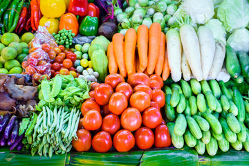 various vegetables on morning market , Thailand