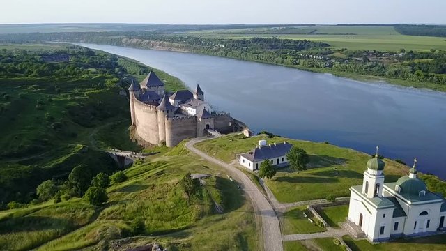Aerial view of Khotyn Fortress Ukraine