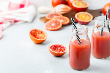 Fresh red blood orange juice in a bottle