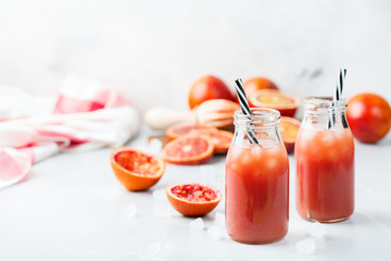 Fresh red blood orange juice in a bottle