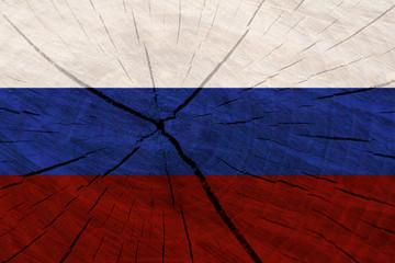 Russia flag. Сoncept of the destruction of Russia