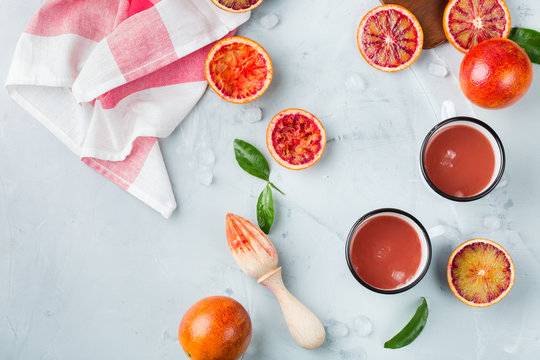 Fresh Red Blood Orange Juice On A Table