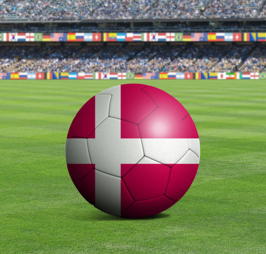 Soccer ball ball with the national flag of DENMARK ball with stadium 
