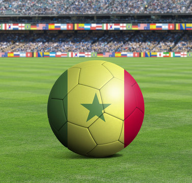 Soccer ball ball with the national flag of SENEGAL ball with stadium 
