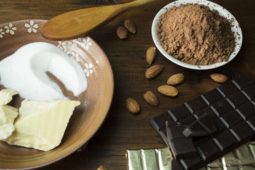 Homemade preperation of dark chocolate bars